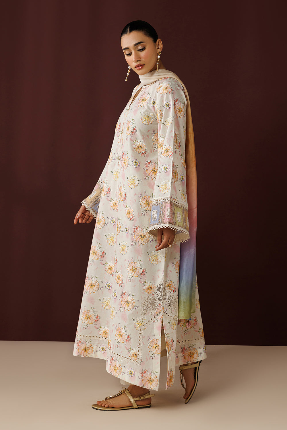 EMBROIDERED PRINTED LAWN stitched