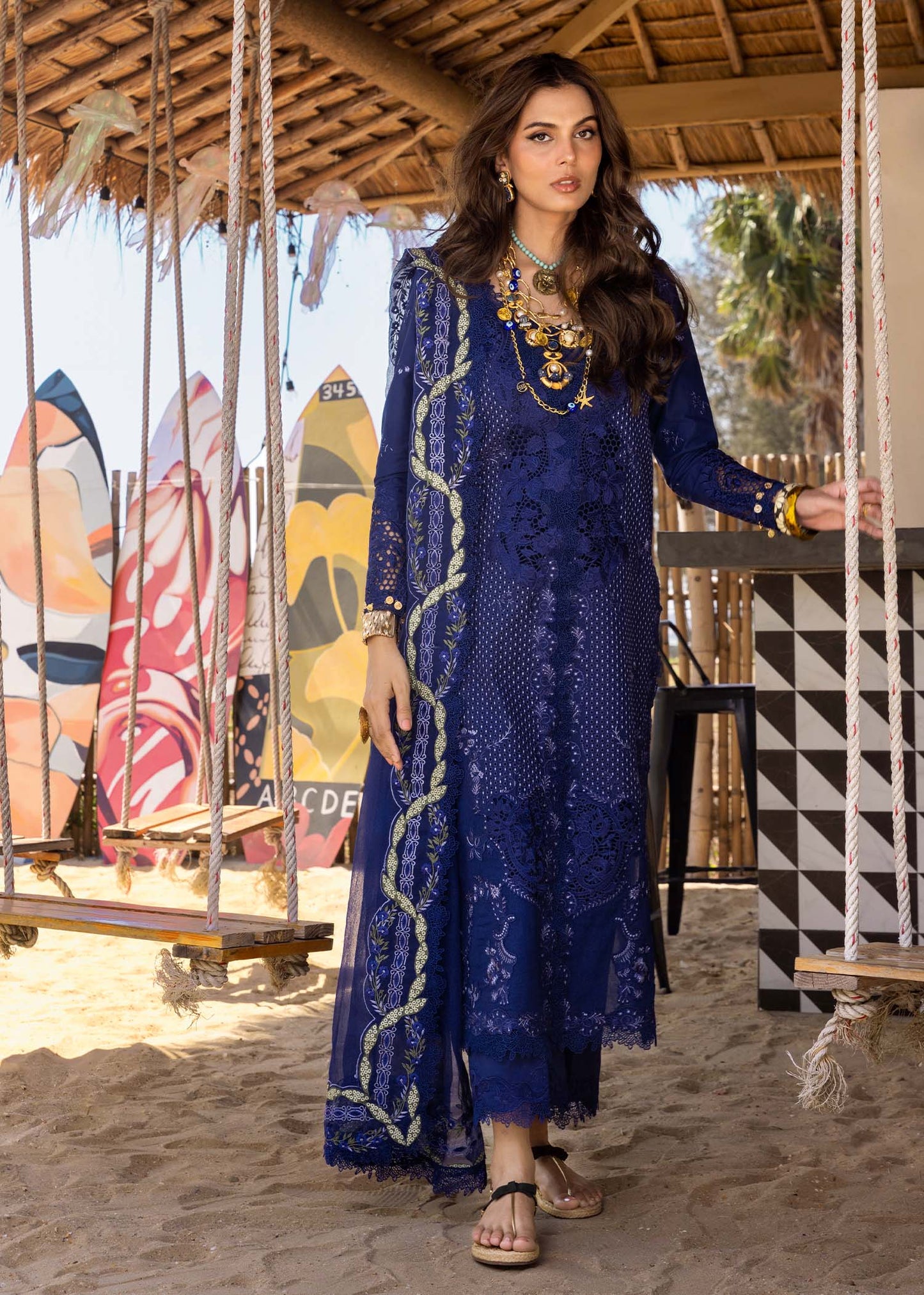 Saira Shakira Embroidered Luxury Lawn Unstitched 3Pc Suit LEYLA-B