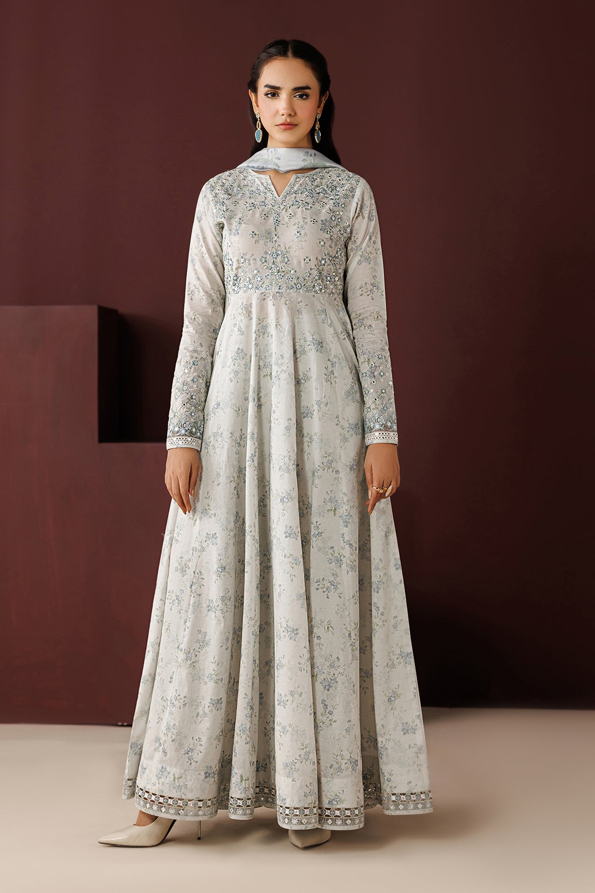 Stitched Lavender Lawn Dress