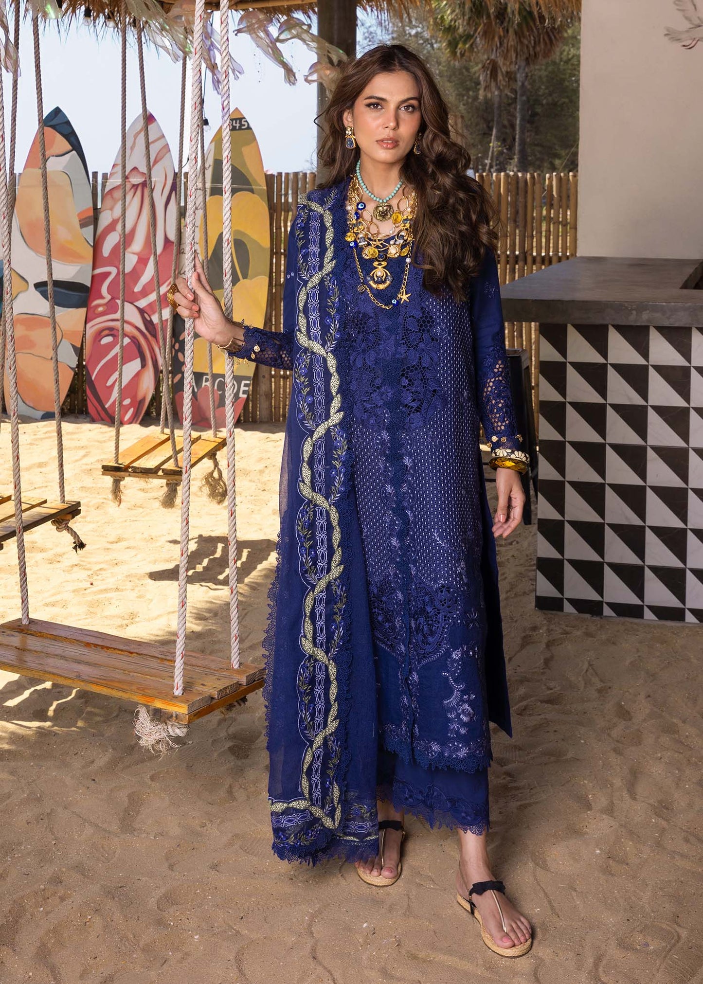 Saira Shakira Embroidered Luxury Lawn Unstitched 3Pc Suit LEYLA-B