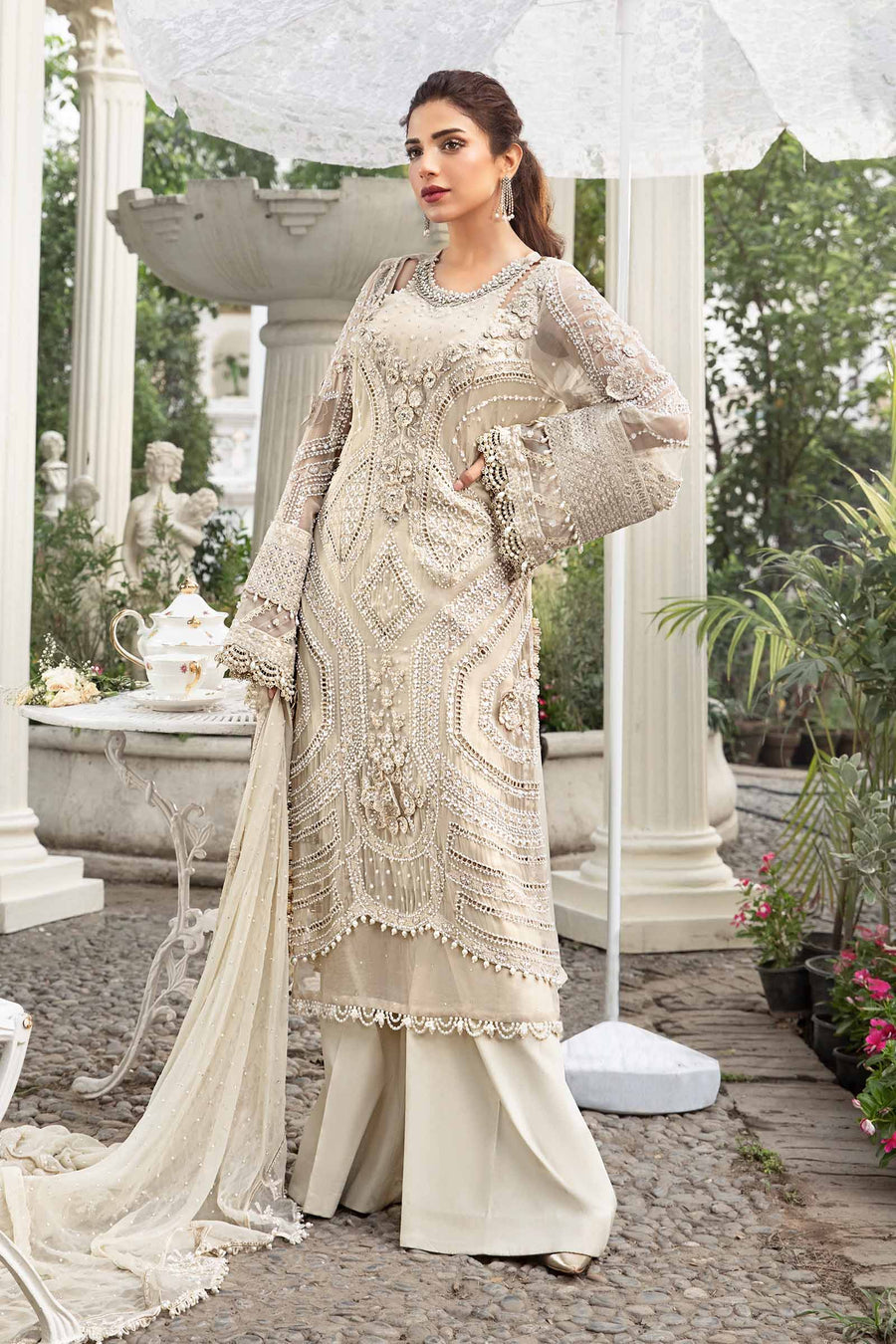 Maria B Unstitched Embroidered Chiffon Suit | MPC-24-104