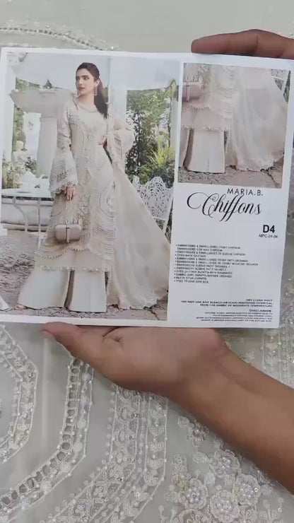 Maria B Unstitched Embroidered Chiffon Suit | MPC-24-104