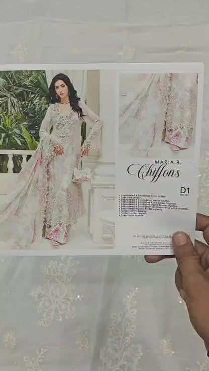 Maria B Embroidered Chiffon Suit | MPC-25-101