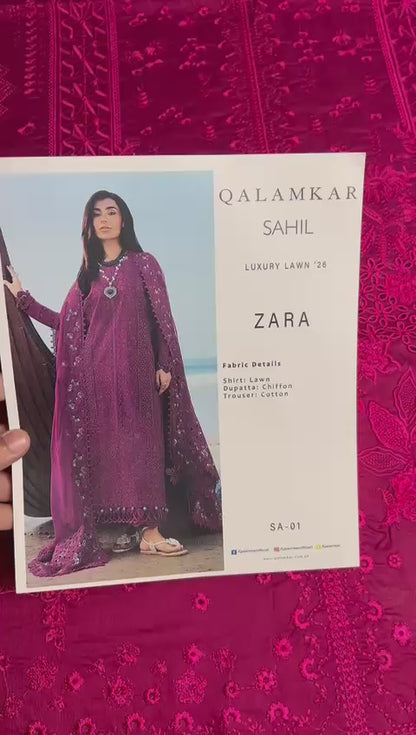 Qalamkar - Sahil Luxury Lawn Collection - SA-01 Zara