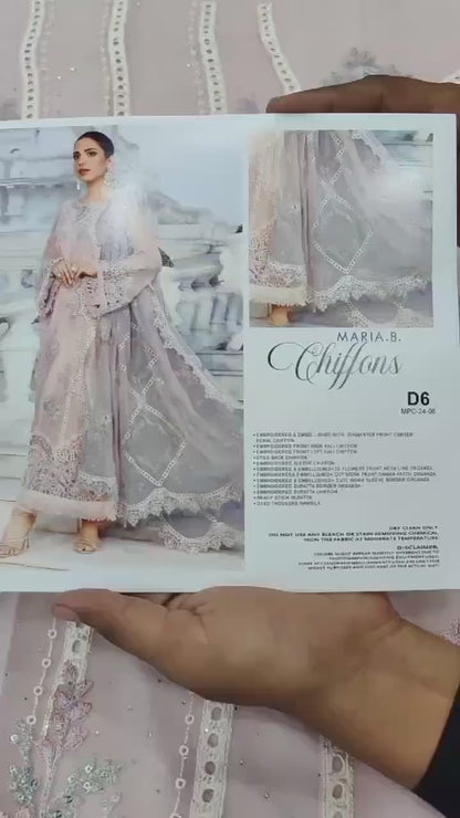 Maria.B Unstitched Embroidered Luxury Chiffon 3Pc Suit MPC-24-106