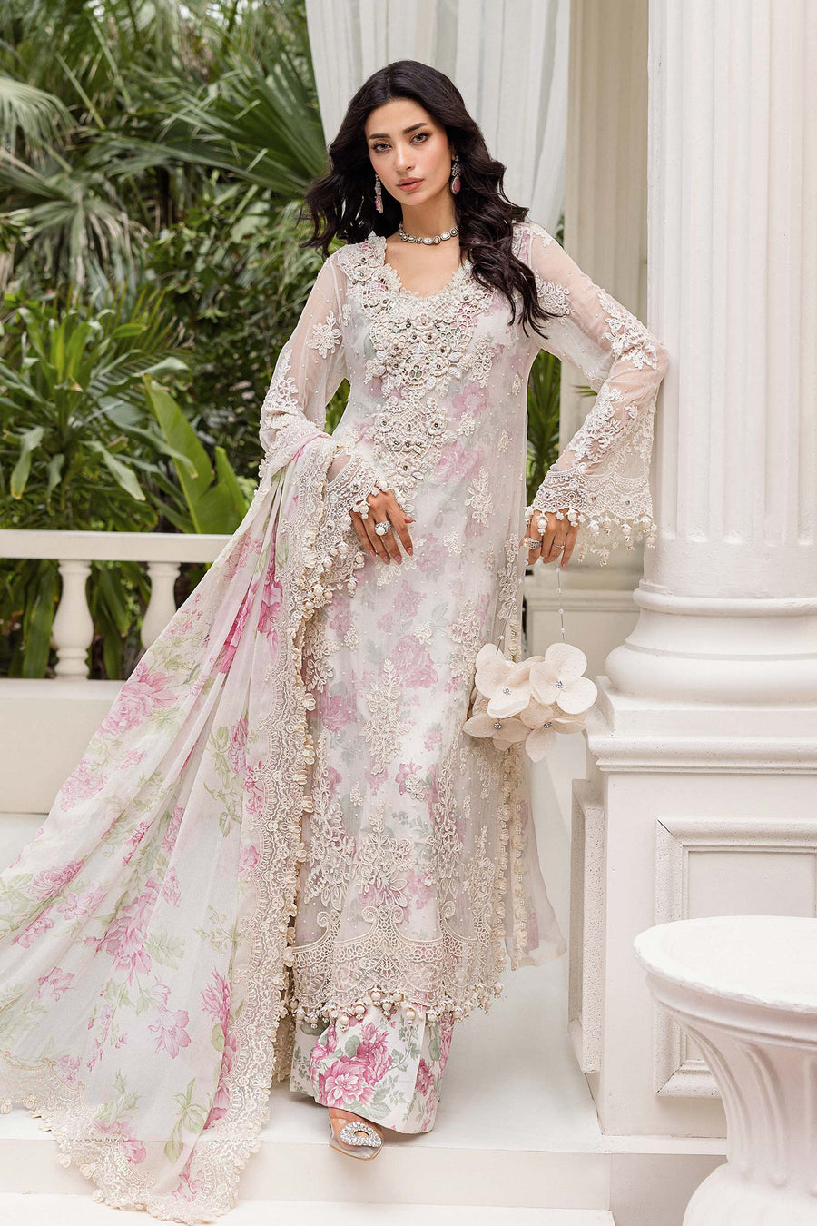 Maria B Embroidered Chiffon Suit | MPC-25-101