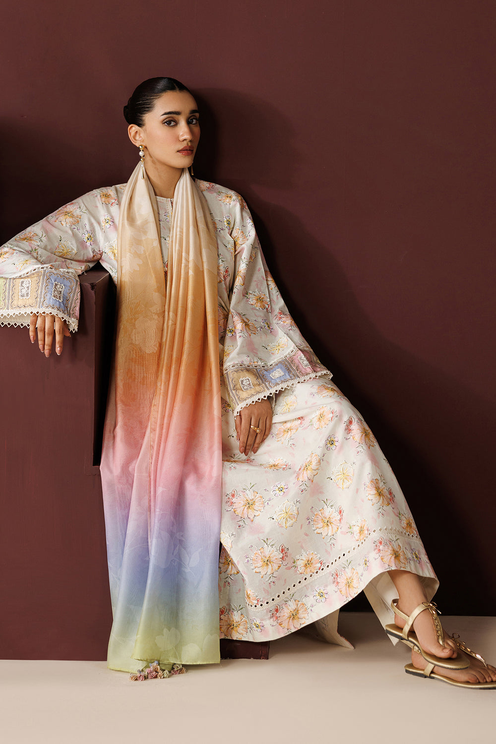 EMBROIDERED PRINTED LAWN stitched