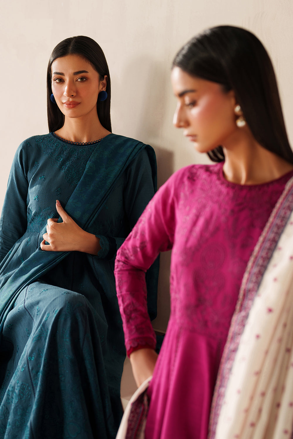 Embroidered Khaddar Pink