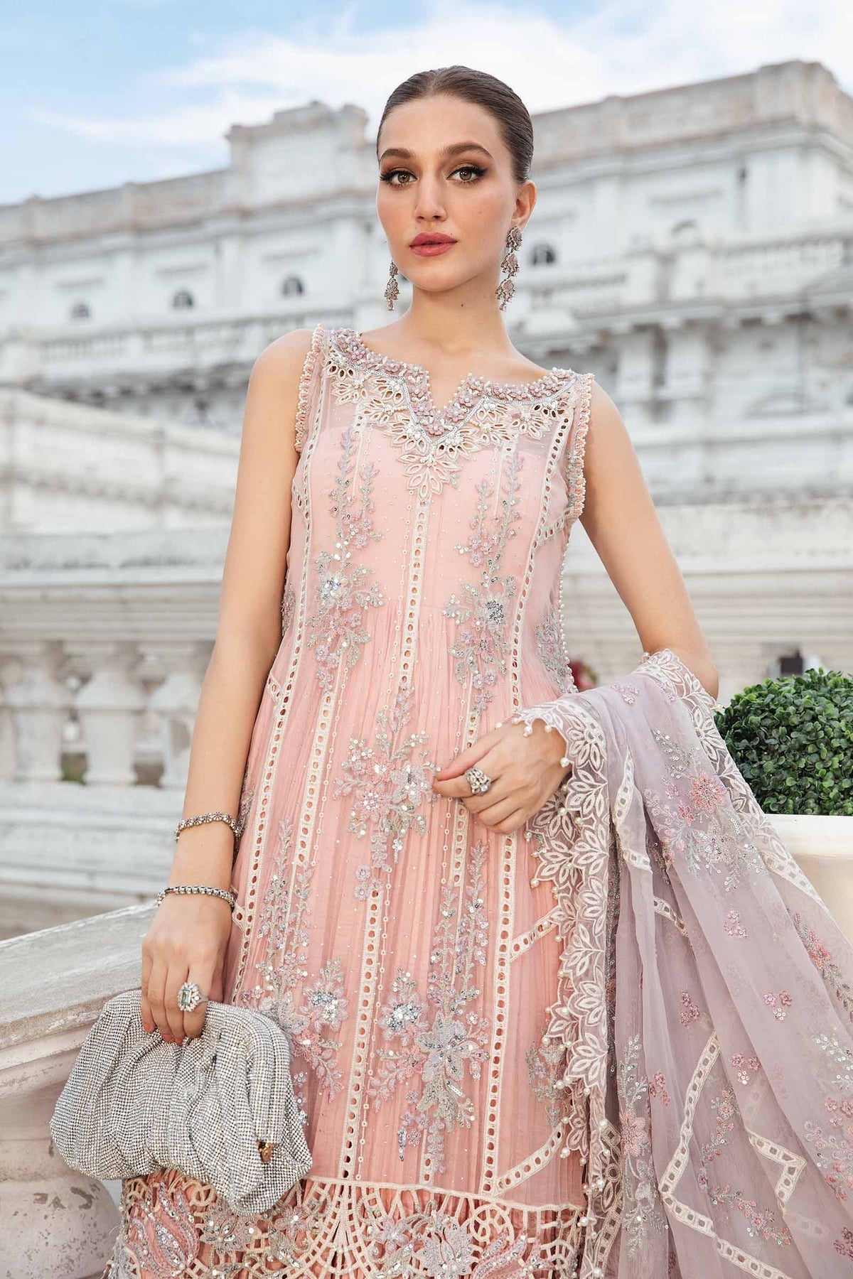 Maria.B Unstitched Embroidered Luxury Chiffon 3Pc Suit MPC-24-106