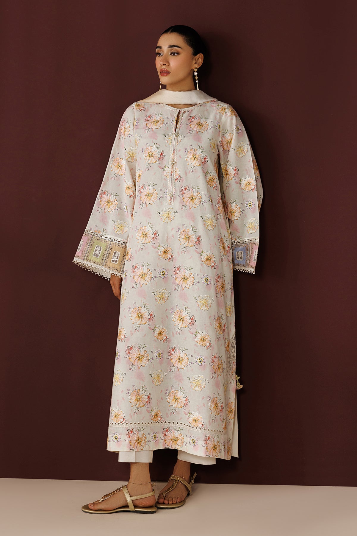 EMBROIDERED PRINTED LAWN stitched